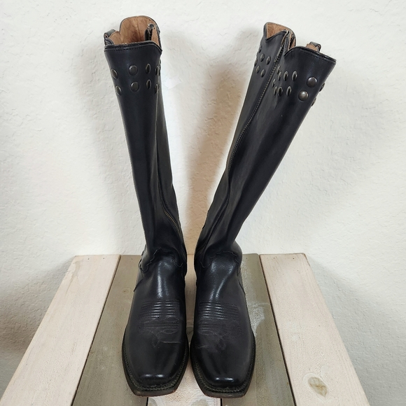 Tony Lama | Leather Riding Boots Black Size 7 Style VF3050 - Picture 2 of 7